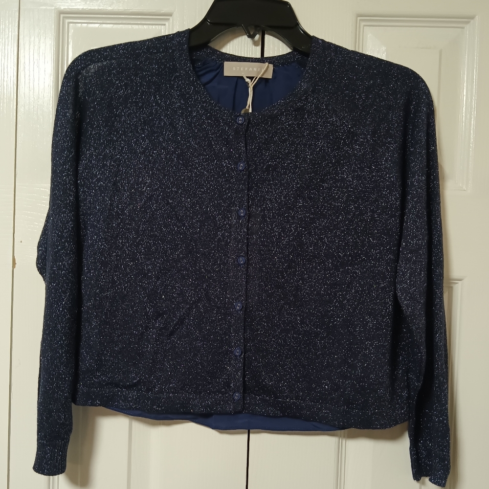 Stefanel Mixed Media Metallic Cardigan
